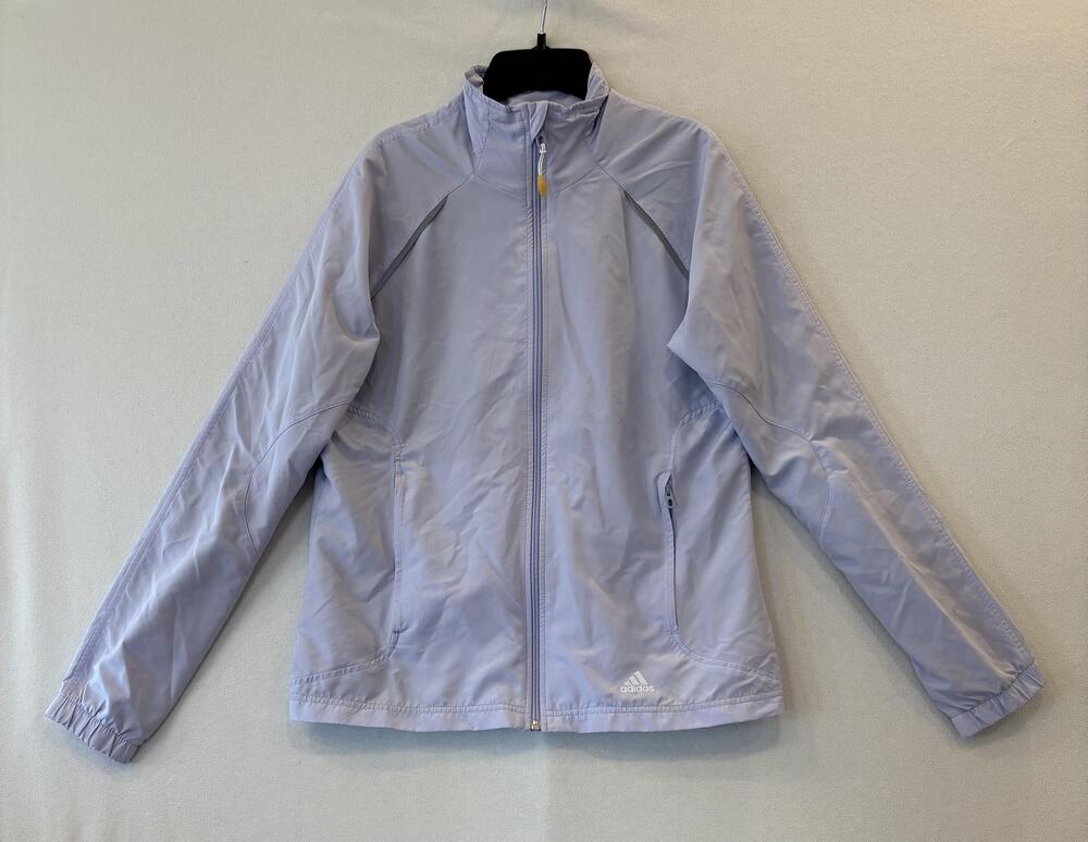 Adidas Jacket Womens Medium Purple Windbreaker Full Zip Mesh Lined Running